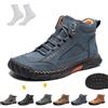 LOVEWLVNCL Stivali in pelle da uomo a pianta larga - Comodi stivaletti Chukka impermeabili, traspiranti e antiscivolo con supporto ortopedico dell'arco per camminare e guidare(Dark Blue,41 EU)