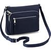 befen Borse a tracolla in vera pelle da donna di medie dimensioni con blocco RFID, borsa in pelle da donna con tasche multiple con cerniera, Blu navy, 9.84 × 2.36 × 8.07inches