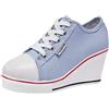 ANUFER Donna Tacco a Zeppa Allacciare Tela Scarpa da Ginnastica Espadrillas Blu SN02435 EU38