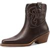 QUEEN HELENA Stivaletti Camperos Stivali Bassi a Punta Texani Donna X31-107 (Marrone, Sistema Taglie Calzature EU, Adulto, Donna, Numero, Media, 36)
