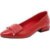 Jamron Donna Punta Tacco a Blocco Scacchi Décolleté in Pelle Suola Morbida Ballerine Rosso SN602C046 EU40