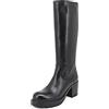 QUEEN HELENA Stivali di Pelle con Tacco Plateau Zip Laterale Casual Donna L295 (Nero, numeric_37)
