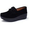 SRUQ Scarpe Donna Mocassini Senza Lacci Loafers in Pelle Scarpe da Guida Ginnastica con Zeppa (Nero, Numeric_41)