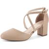Greatonu Scarpe col Tacco Donna Eleganti Decollete a Cinturini Incrociati Punta Chiusa Sandali con Tacco da Sposa Decolte Tacco Medio Largo