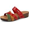 Fly Flot Ciabatta Donna Fasce e Strappo Regolabile, Sottopiede Imbottito in Pelle, Sandali, Rosso, 37 EU