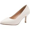 Jamron Donna Vera Pelle 7CM Tacchi a Spillo Elegante Decolletè Scarpe a Punta Scarpe da Ufficio Beige SN602C015-2 EU36
