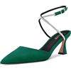 Castamere Donna Spillo Medio Tacco Heel Cinturino Incrociato Diamante Cristallo a Punta 6.5 CM Heels