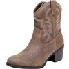 ANUFER Donna Metà Polpaccio Stivali da Cowboy Ricamato Tacco a Blocchi Cerniera Laterale Scarpe Occidentali