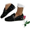 POIOZXD Scarpe basse da donna con paillettes, con strass, a punta, comode, senza lacci, eleganti, con tacco basso, per lavoro, matrimonio, balletto