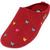 HAFLINGER Pantofole Donna Everest Farfalline 484014, Numero:39 EU, Colore:Rosso