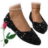 POIOZXD Scarpe basse da donna con paillettes, con strass, a punta, comode, senza lacci, eleganti, con tacco basso, per lavoro, matrimonio, balletto