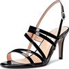 Castamere Donna Medio Tacco Heel Aperte sulla Punta Slingback Sandali Cinturino alla Caviglia Sexy da Matrimonio Feste 8.5 CM Heels Nero Verniciata 39 EU