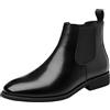 ANUFER Uomo Vendemmia Punta Tonda Stivali Chelsea Colore Pennello Formale Slip-On Stivaletti alla Caviglia Nero SN079238 EU44.5