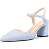 NobleOnly Donna Medio Chunky Blocco Tacco Heel Chiusa Quadrata Punta Slingback Cinturino alla Caviglia Sandali Feste Dress Scarpe 6.5 CM Heels