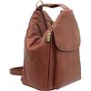 VISCONTI - Borsa a Zainetto da Donna in Pelle - Zaino Borsa Medio Multitasche Antifurto - Cinghie Regolabili - 18357 Danii - Marrone