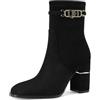 QUEEN HELENA Tronchetti Stivaletti con Tacco Largo Casual Donna K3482 (Nero Camoscio, Sistema Taglie Calzature EU, Adulto, Donna, Numero, Media, 36)