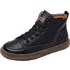 ANUFER Donne Vera Pelle in Cima Sneakers con Lacci Casuale Caviglia Stivaletti Nero SN02956 EU38.5