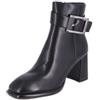 QUEEN HELENA Tronchetti con Fibbia Stivaletti con Tacco Casual Eleganti Donna K3258 (Nero Pu, Sistema Taglie Calzature EU, Adulto, Donna, Numero, Media, 38)
