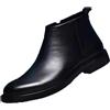 ANUFER Uomo Formale Parte Superiore Media Scarpe Eleganti Cerniera Laterale Pelle Nera Stivaletti
