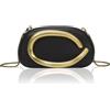 XUDREZ Pochette da donna con catena, in pelle PU, borsa da sera per feste, matrimoni, borse a tracolla con manico in metallo, Nero , Taglia unica