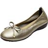 ANUFER Donne Vera Pelle Piccolo Tacco a Zeppa Ballerine Bello Fiocco Morbido Scivolare su Pompe Scarpe da Bambola Bronzo SN070519 EU39.5