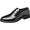ANUFER Uomo Estate Scavato Scarpe da Sera Pelle Crostata Formale Derby Allacciate Scarpe da Sposa Nero SN070488 EU42