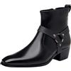 ANUFER Uomo 5cm Tacco a Blocco Cerniera Laterale Stivaletti Nero EU43