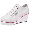 ANUFER Donna Tacco a Zeppa Allacciare Tela Scarpa da Ginnastica Espadrillas Bianco SN02435 EU35
