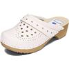 BeComfy Zoccoli da Donna con Suola in Legno Vera Pelle Bianco Fiori Colorati Stelle 35 36 37 38 39 40 41 EU (Stelle Bianco, 38 EU)