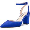 Castamere Donna Chunky Blocco Alto High Tacco Heel a Punta Cinturino alla Caviglia Two-Piece Pumps da Matrimonio Dress 8 CM Heels Blu Reale 40 EU