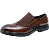 ANUFER Uomo Elegante Slip-On Brogue Scarpe da Abito Formali Ecopelle Moda Mocassini da Sposa Marrone SN0702128 EU45