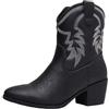 ANUFER Donna Metà Polpaccio Stivali da Cowboy Ricamato Tacco a Blocchi Cerniera Laterale Scarpe Occidentali