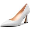 NobleOnly Donna Medio Tacco Heel Slip-on Chiusa a Punta Classico Dress Pumps Casual Ufficio Estate Scarpe 8.5 CM Heels Bianco 44 EU