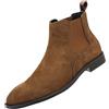 ANUFER Uomo Vacchetta Pelle in Camoscio Scarpe Chelsea Punta Quadrata Slip On Vestito Stivaletti alla Caviglia