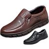 RenDiuJups Scarpe Uomo in Pelle Traforata - Mocassini Estivi Eleganti e Traspiranti | Sandali Business Casual con Suola Morbida Antiscivolo | Ideali per Anziani e Lavoro | Comode Scarpe da Papà(Coffee,41 EU)