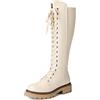 DREAM PAIRS Stivali Donna Ginocchio Stringate | Suola TPR scanalata, fodera in pile, zip laterale, tacco 3,8 cm per neve e ghiaccio.