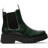 Infinity Leather FLY MEDI789 - Stivaletti Chelsea con Zeppa e Plateau in Pelle Verde Petrolio da Donna