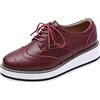 ANUFER Donna Allacciare Brogues Scarpe da Allenamento Casuale Piattaforma Creepers Borgogna Opaco SN02887 EU37