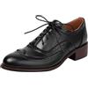 ANUFER Donna Tacco a Blocco Wingtip Francesine Basse Oxfords Scarpe da Tribunale Nero SN0706226 EU41.5