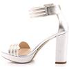 Nero Giardini E012203D Sandali Donna in Pelle - Argento 39 EU