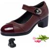 POIOZXD Scarpe Mary Jane ortopediche da donna con bottoni a diamante, suola morbida, comode, di mezza età, tacco a zeppa spesso, scarpe in pelle per donne anziane