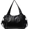 Shntig Borsa a tracolla da donna in pelle PU di grande capacità con manico superiore, borsa a tracolla vintage, borsa casual per lavoro e viaggi, Nero