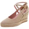 Lroey Reoly Décolleté Donna, Espadrillas Zeppa Moda Scarpe da Festa Tacco Alto Appuntito Criss Cross Strap con Plateau Beige Numero 38 EU