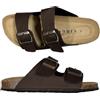 VIRGO FIRENZE Ciabatte Uomo con 2 Fasce Regolabili, Sandali Made in Italy con Plantare in Vera Pelle Anatomico - Comfort per Tempo Libero e Passeggiate, moro, 40