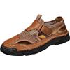 Generisch Sandali in pelle da uomo, estivi, eleganti, da trekking, da uomo, chiusi, sportivi, effetto pelle, con fibbia, traspiranti, sandali da spiaggia, marrone, 39 EU