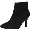 Lroey Reoly Stivaletti da Donna con Tacco a Spillo, Stivaletto Tacco Alto Appuntito Polacchine Zip Solid 041 Nero Numero 36 EU