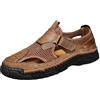 Generisch Sandali in pelle da uomo, estivi, eleganti, da trekking, da uomo, chiusi, sportivi, effetto pelle, con fibbia, traspiranti, sandali da spiaggia, cachi, 41 EU