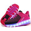 KOWO Scarpe LED,Scarpe da Skateboard a LED Light-UP,per Ragazze Unisex per Bambini,Ruote Doppie Singole,Luce 7 Colore Ricaricabili USB,Scarpe da Cross Sportive All'aperto