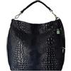 Bottega Carele Borsa Donna a spalla in vera pelle scamosciata stampata cocco made in Italy BC127 (Nero)
