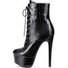 NobleOnly Scarpe col Tacco Donna Plateau Stivali alla Caviglia Cerniera Lacci Polacchine 16CM High Heels Nero Opaco Scarpe EU 38